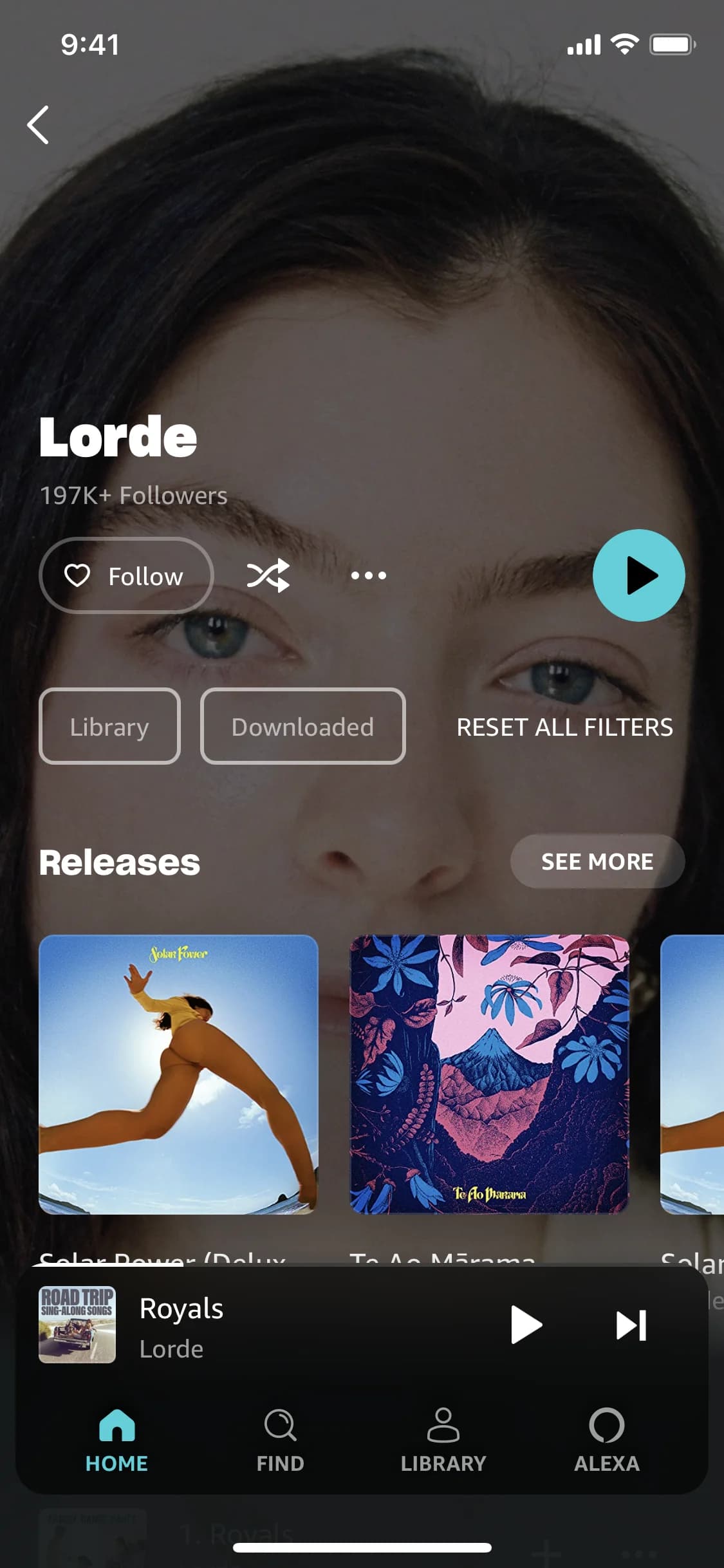 View artist profile on Amazon Music (ios) screen 2