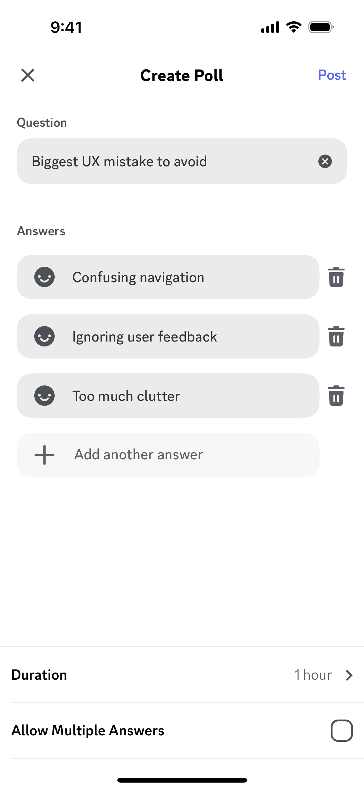 Creating a poll on Discord (ios) screen 7