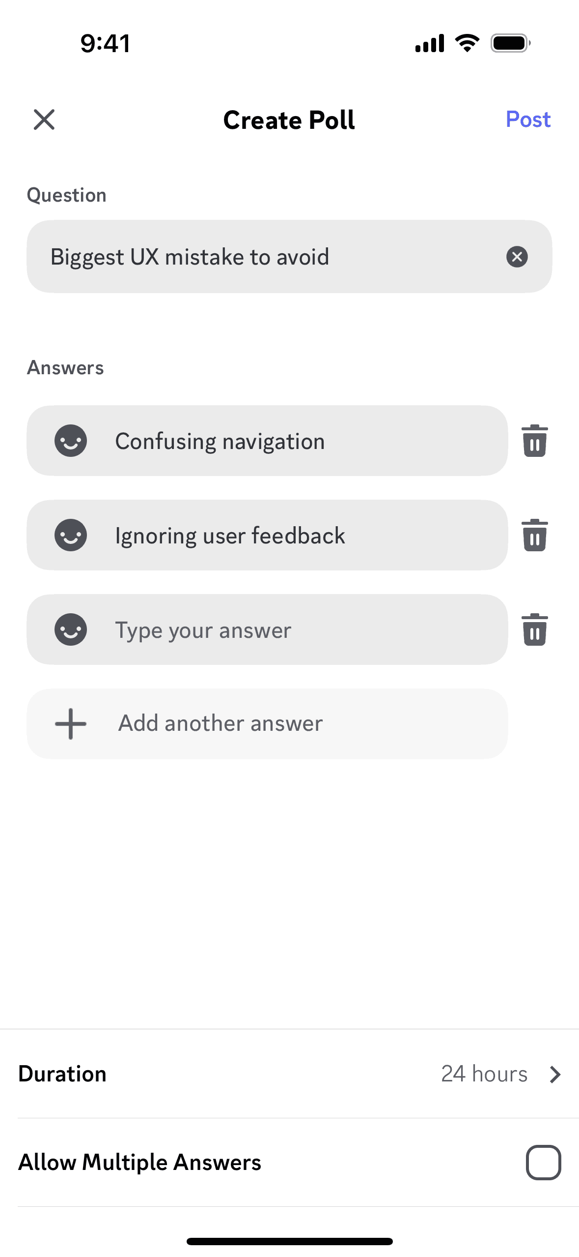 Creating a poll on Discord (ios) screen 4