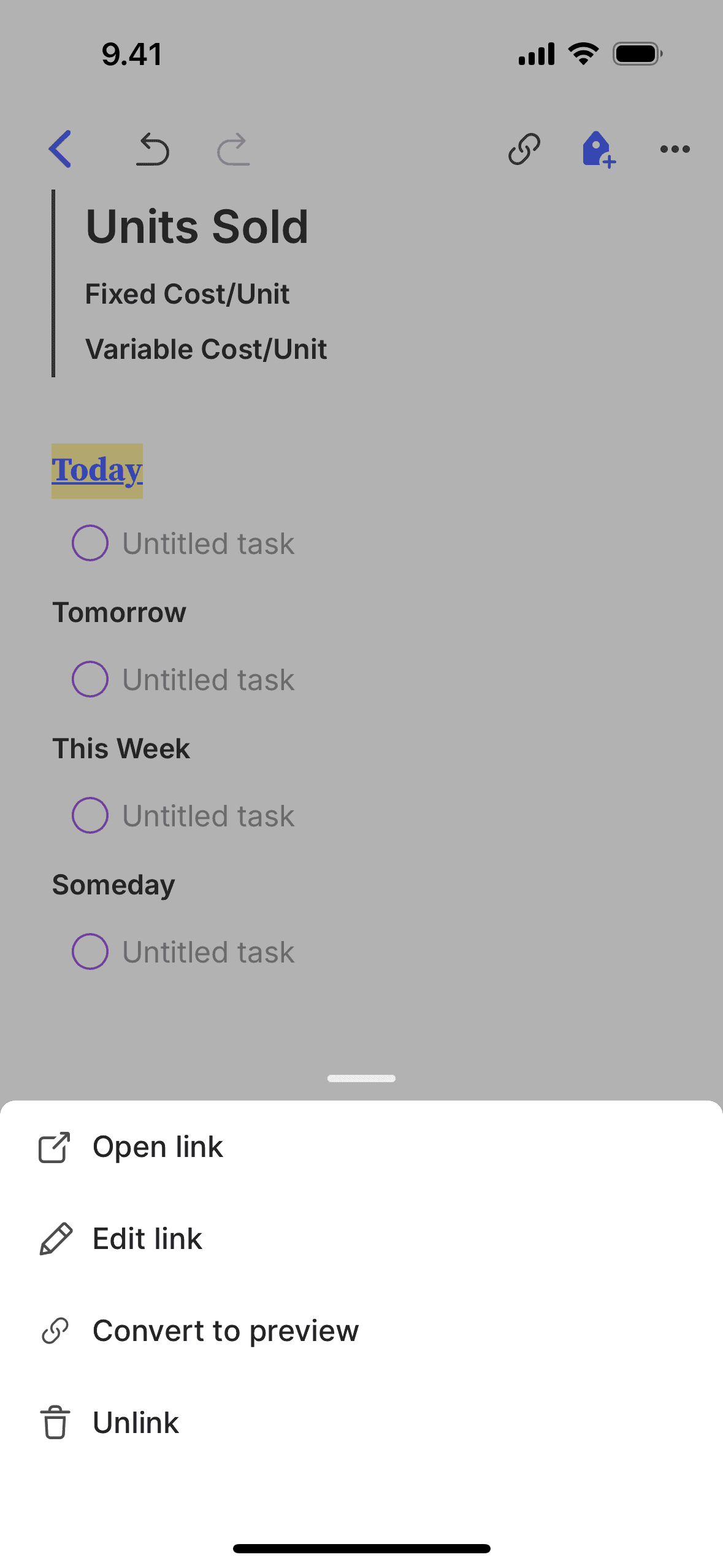 Converting to preview on Evernote (ios) screen 2