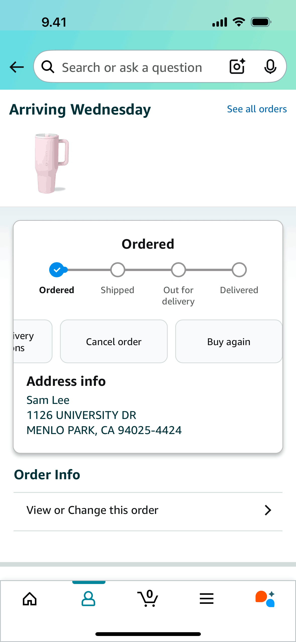 Order detail on Amazon Shopping (ios) screen 3