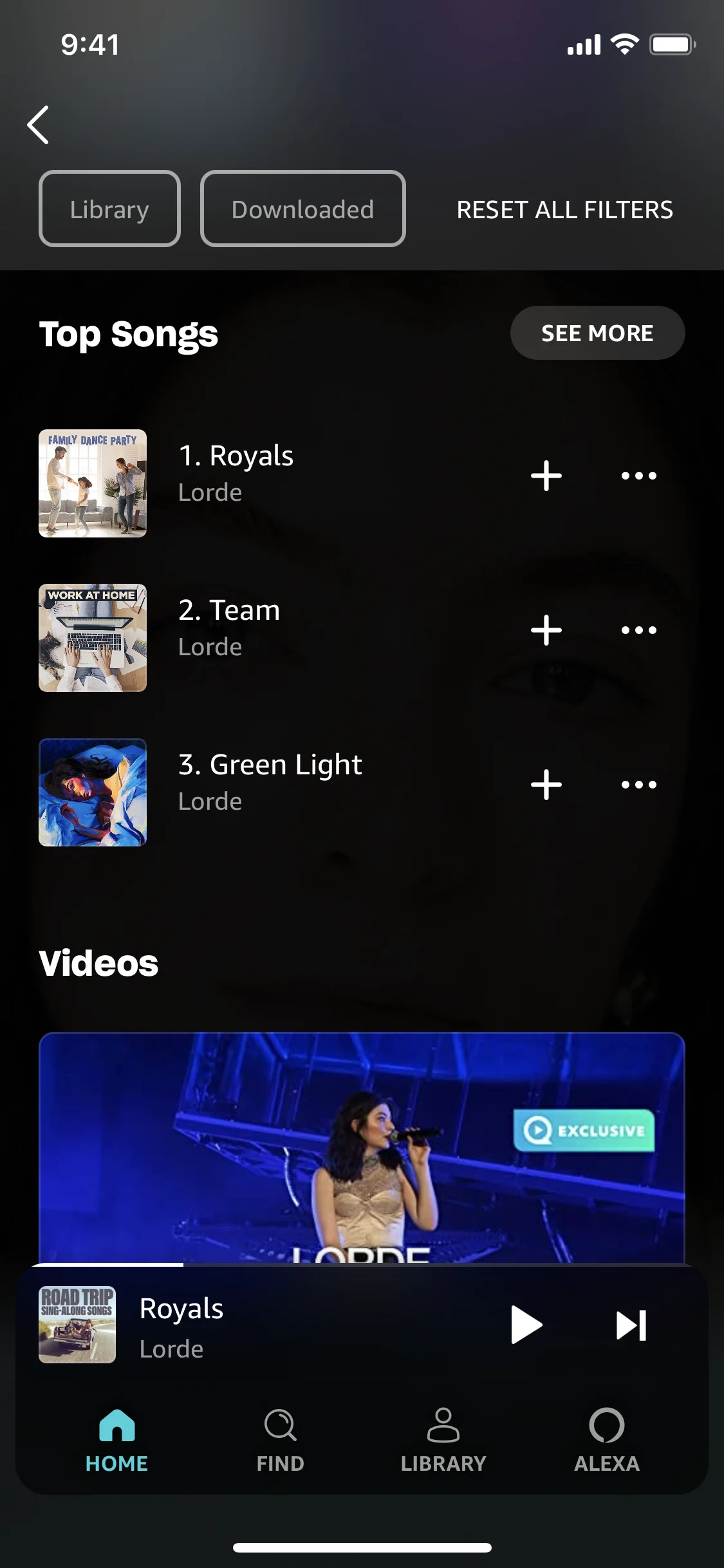 View artist profile on Amazon Music (ios) screen 3