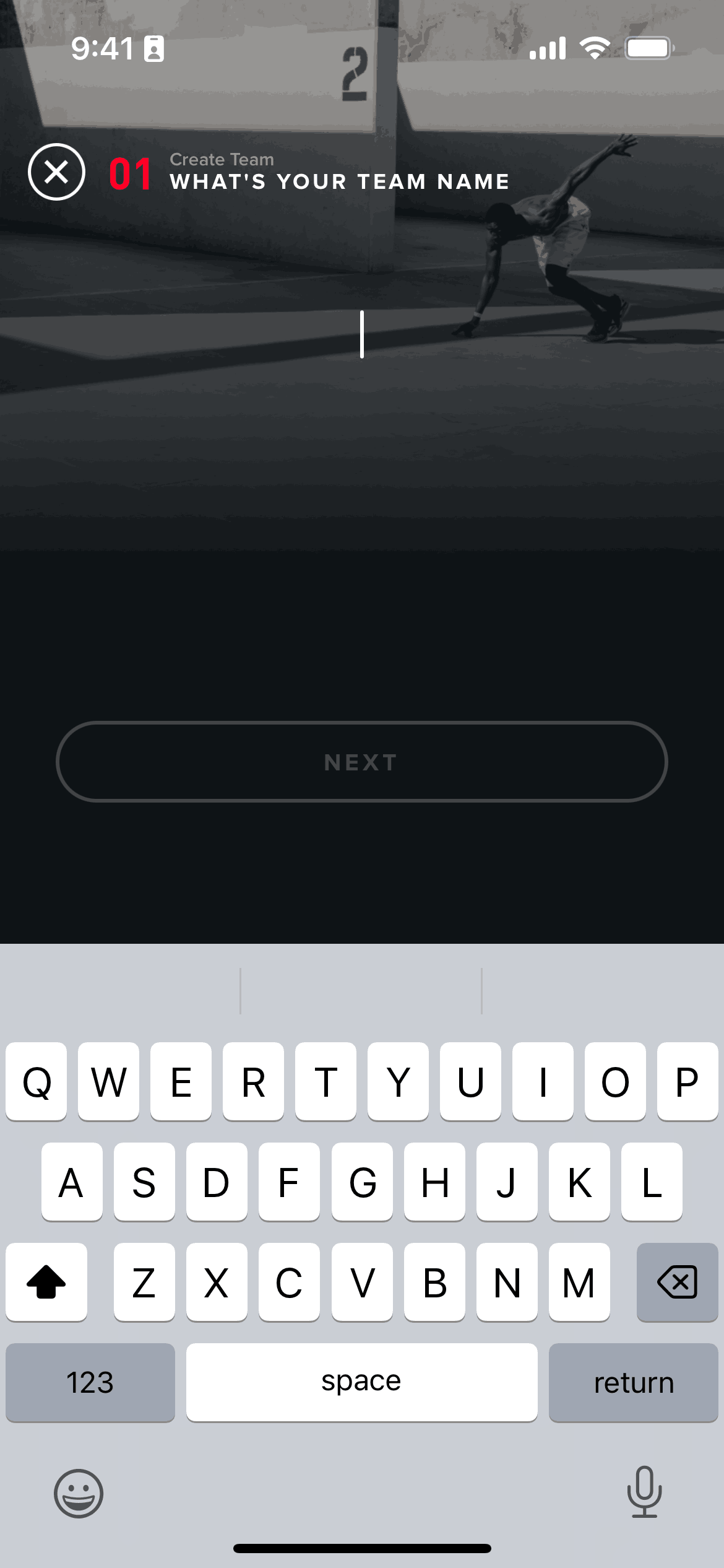 Creating a team on WHOOP (ios) screen 2