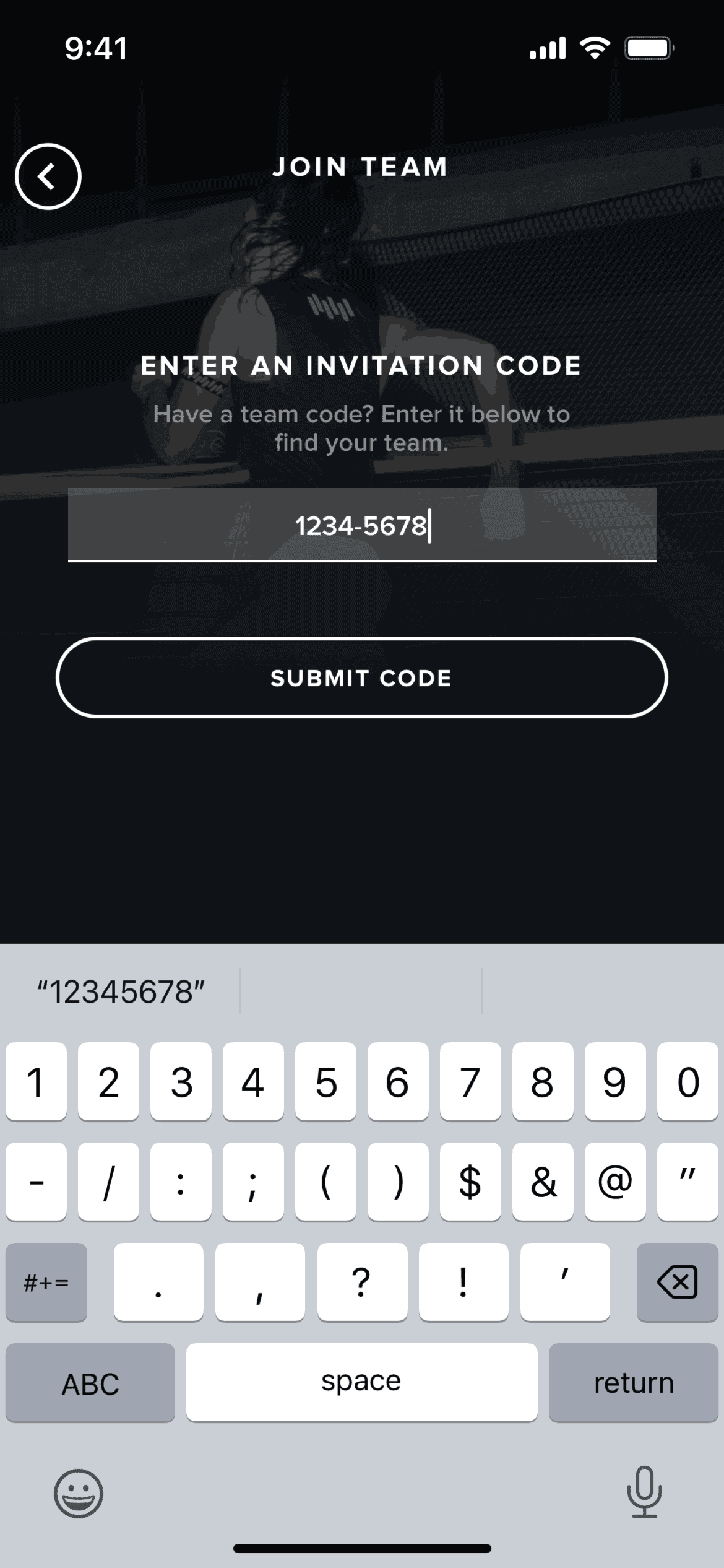Joining a team on WHOOP (ios) screen 3