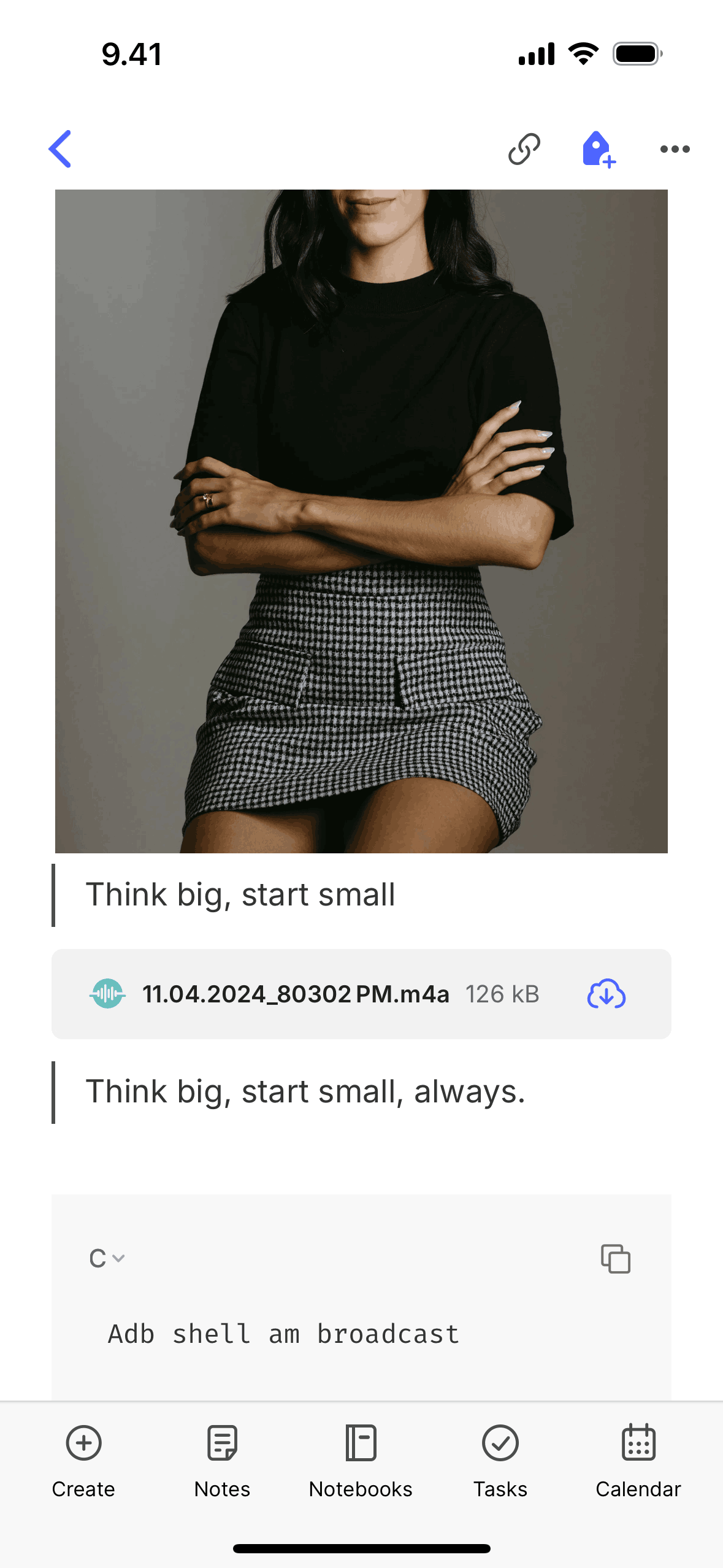 Changing content size on Evernote (ios) screen 5