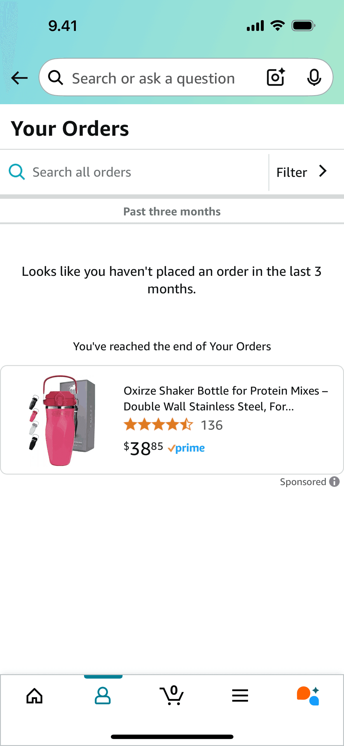 Canceling an order on Amazon Shopping (ios) screen 5