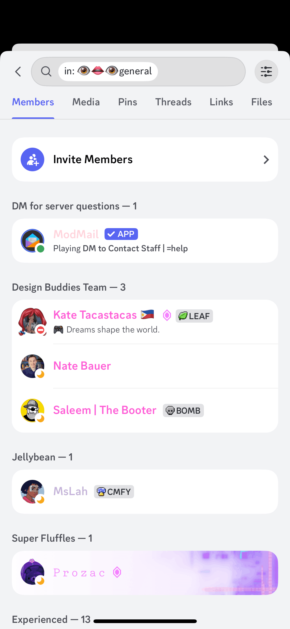Searching in channel on Discord (ios) screen 2