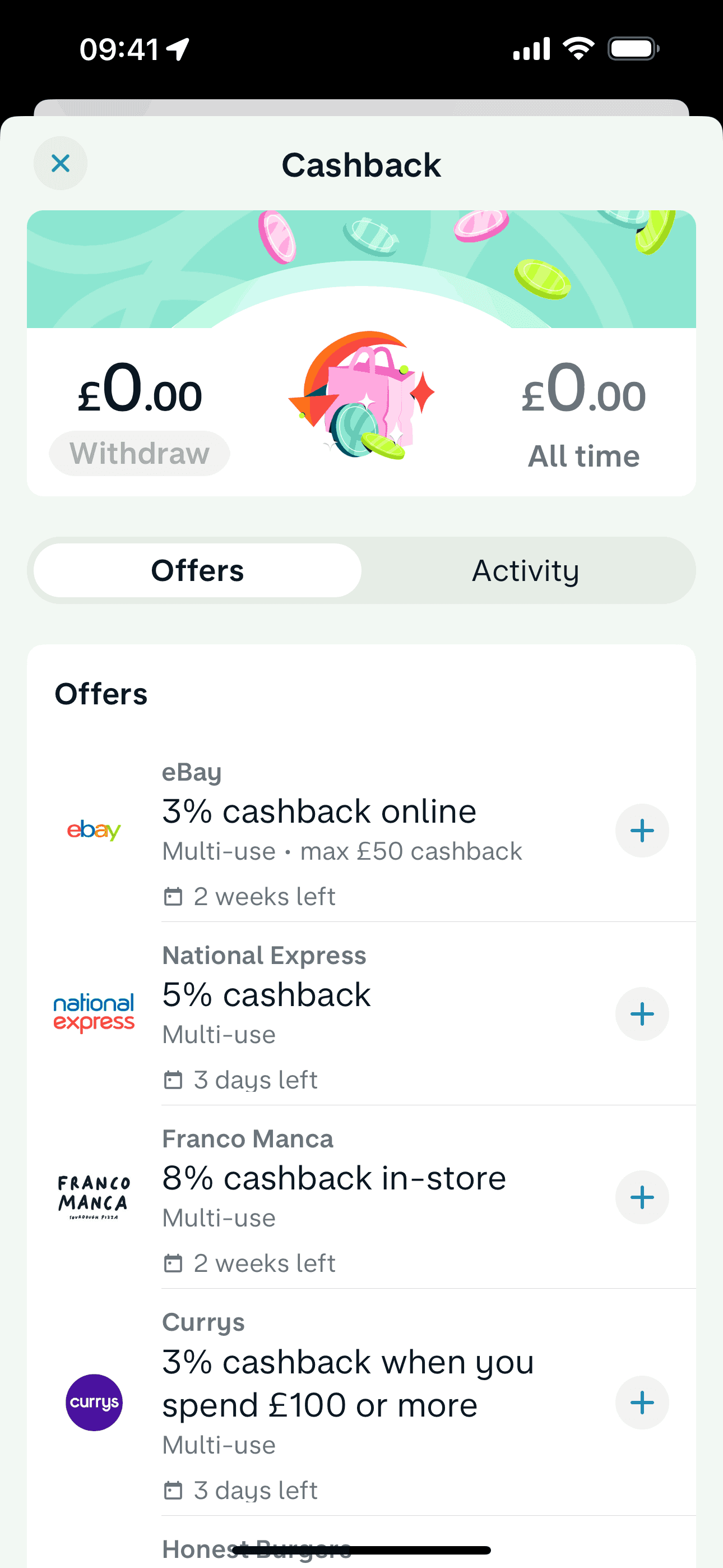 Cashback on Monzo (ios) screen 2