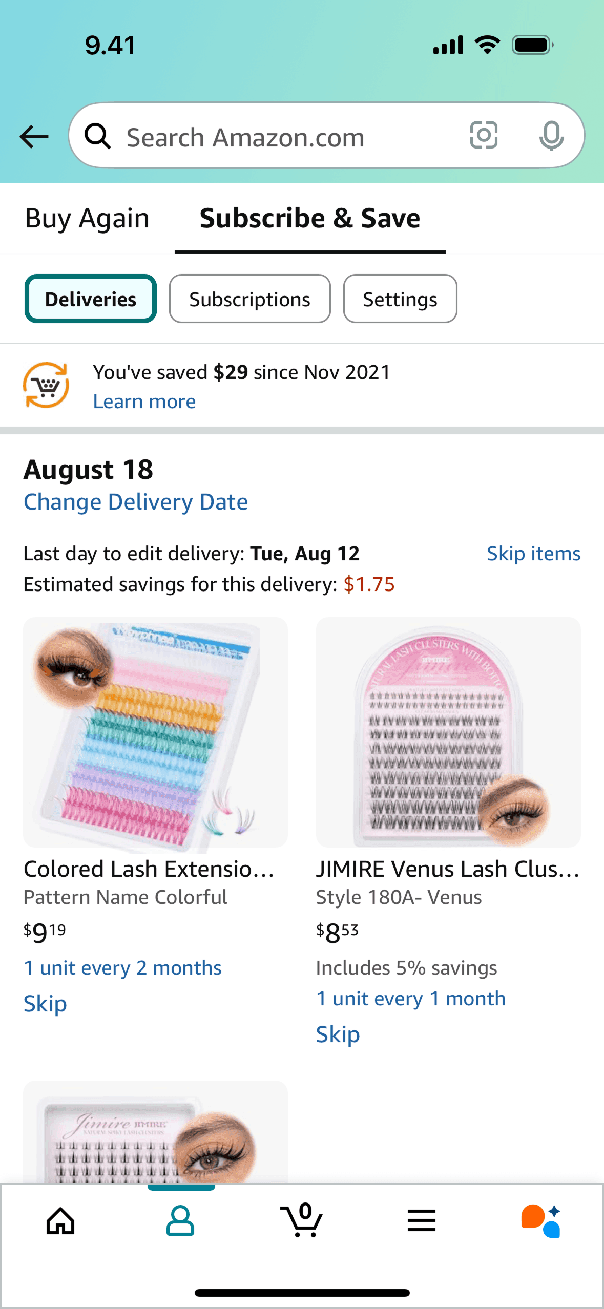 Subscribe and save on Amazon Shopping (ios) screen 3