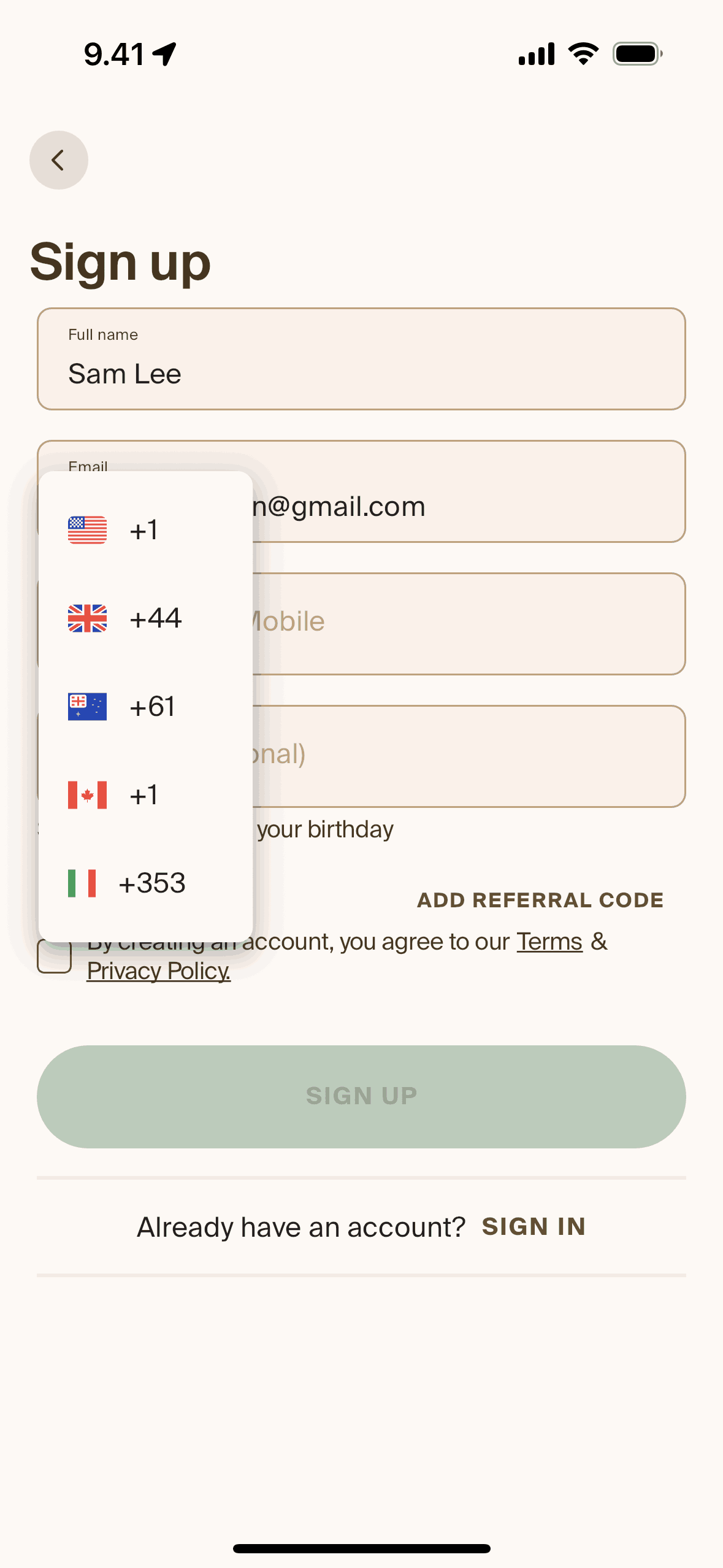 Creating an account on Blank Street (ios) screen 4