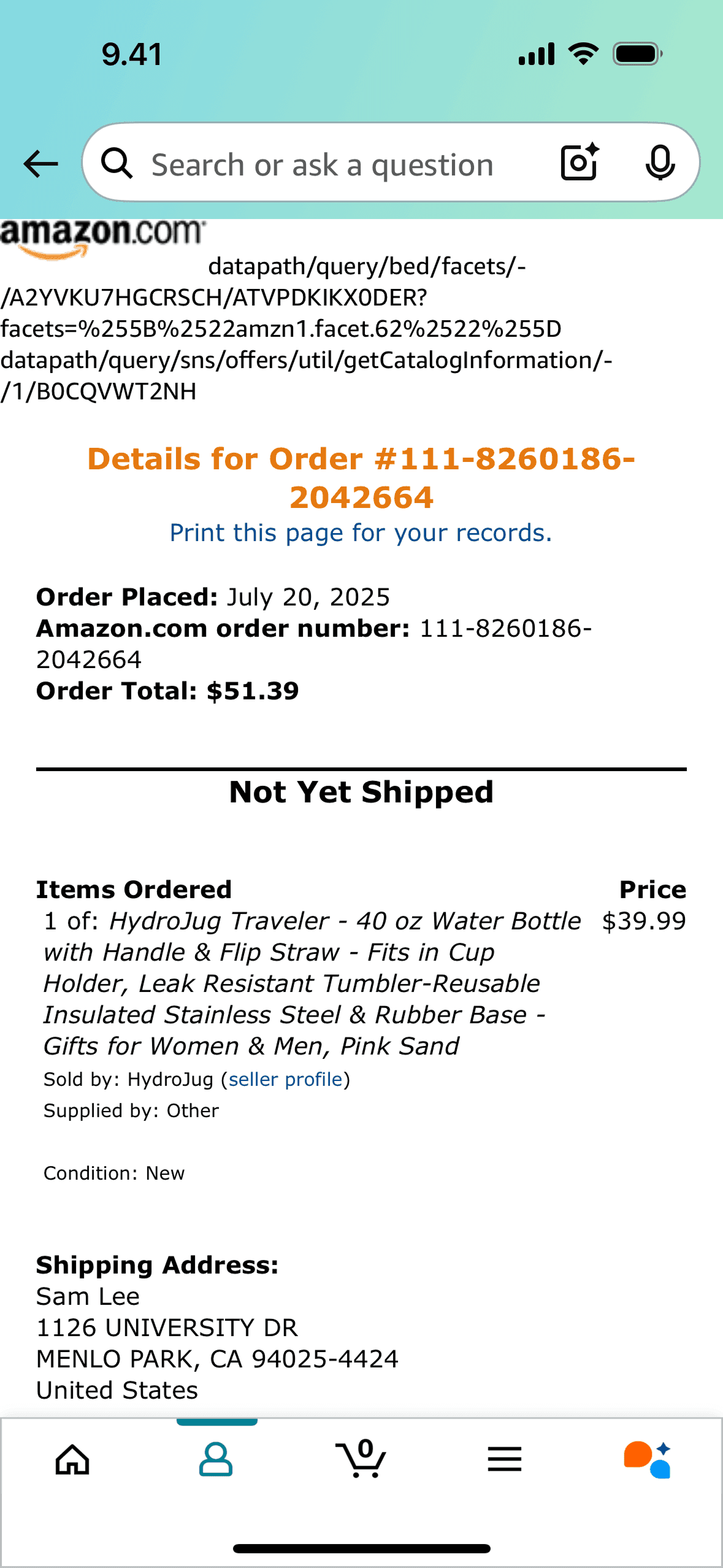 Invoice on Amazon Shopping (ios) screen 2