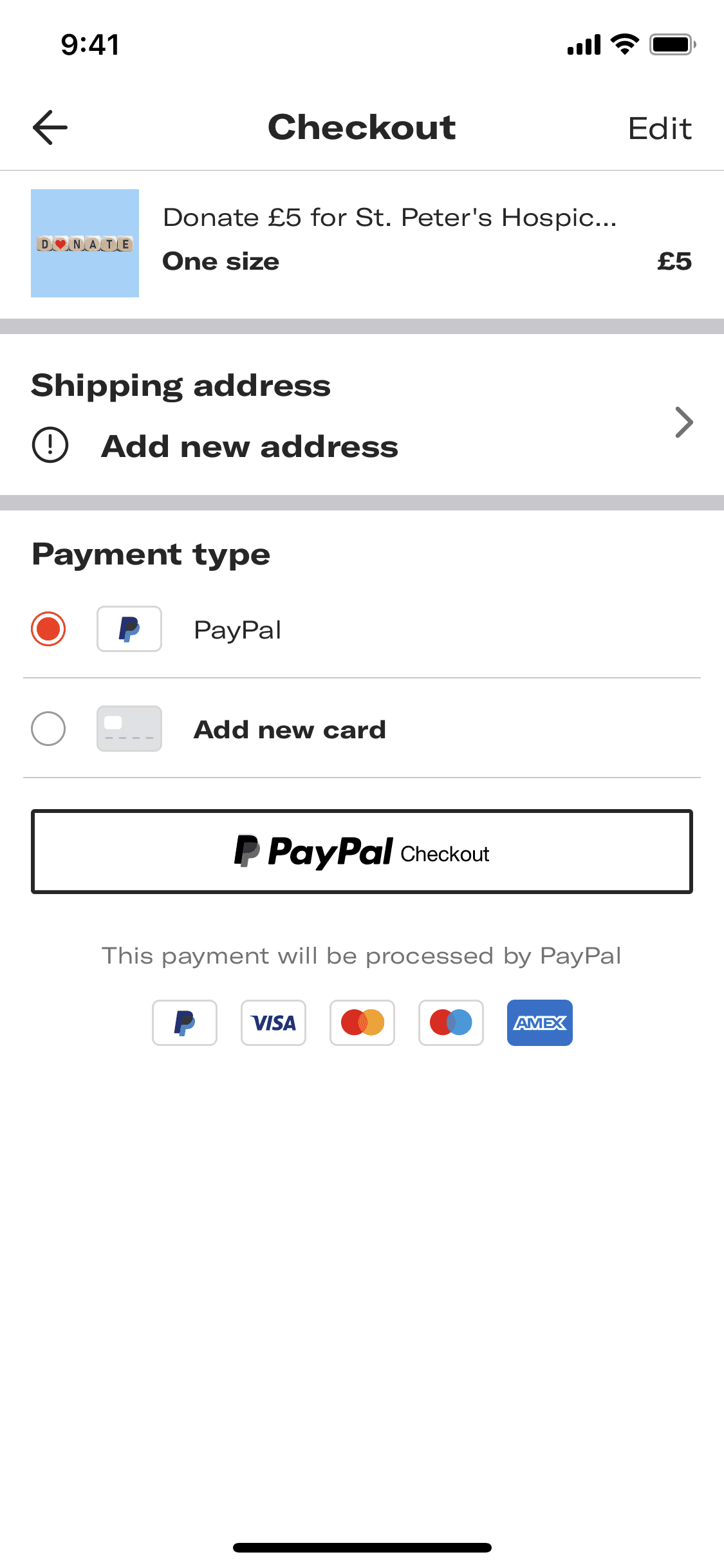 Checking out an item from bag on Depop (ios) screen 2