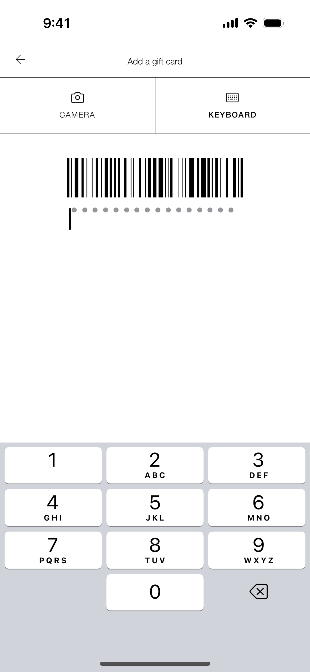 Add a new card on ZARA (ios) screen 4