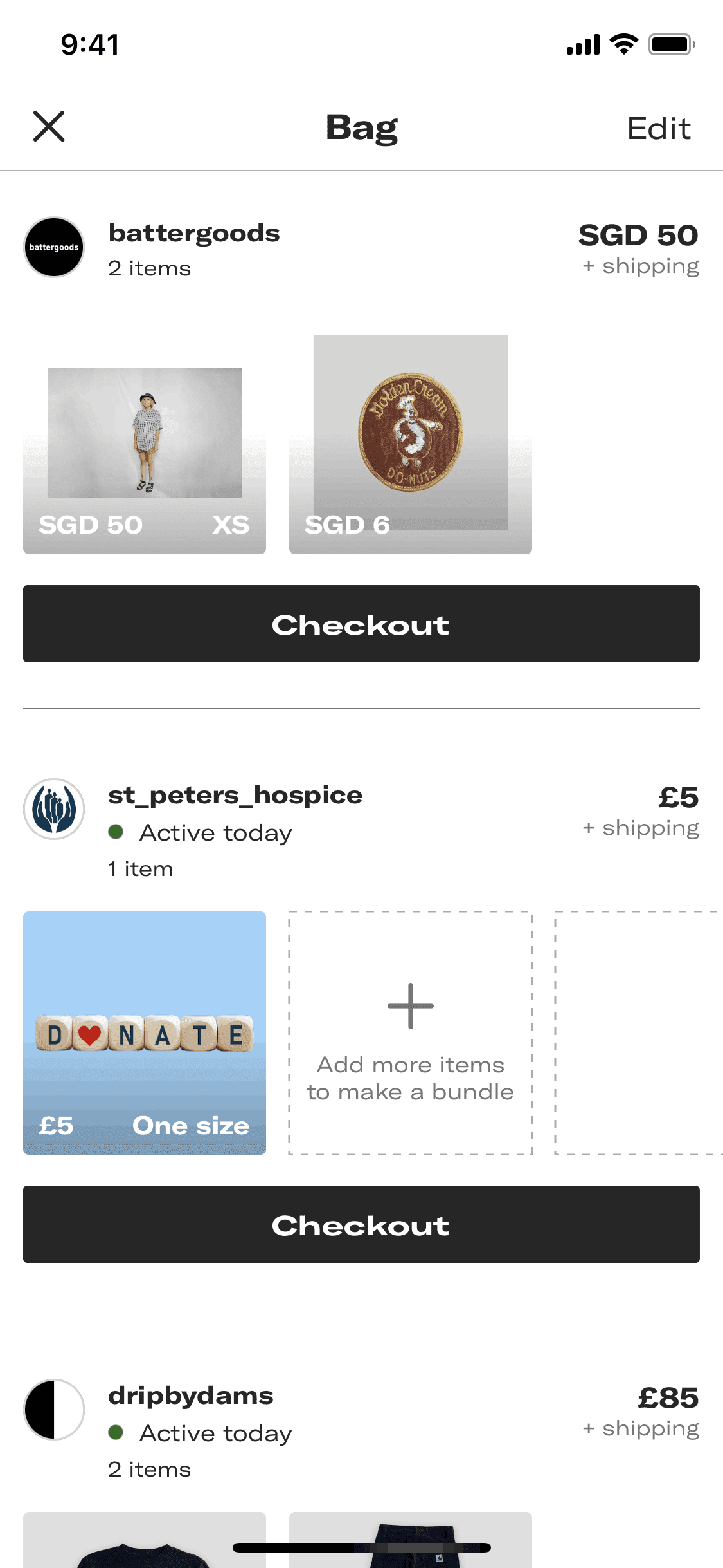 Bag on Depop (ios) screen 1