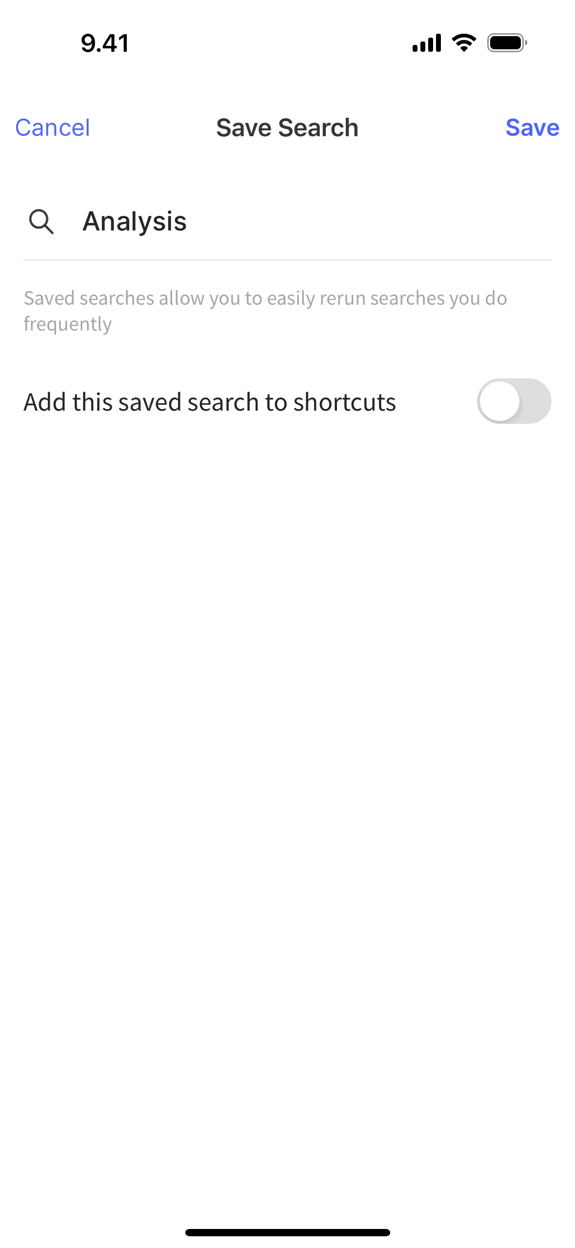 Saving a search on Evernote (ios) screen 3