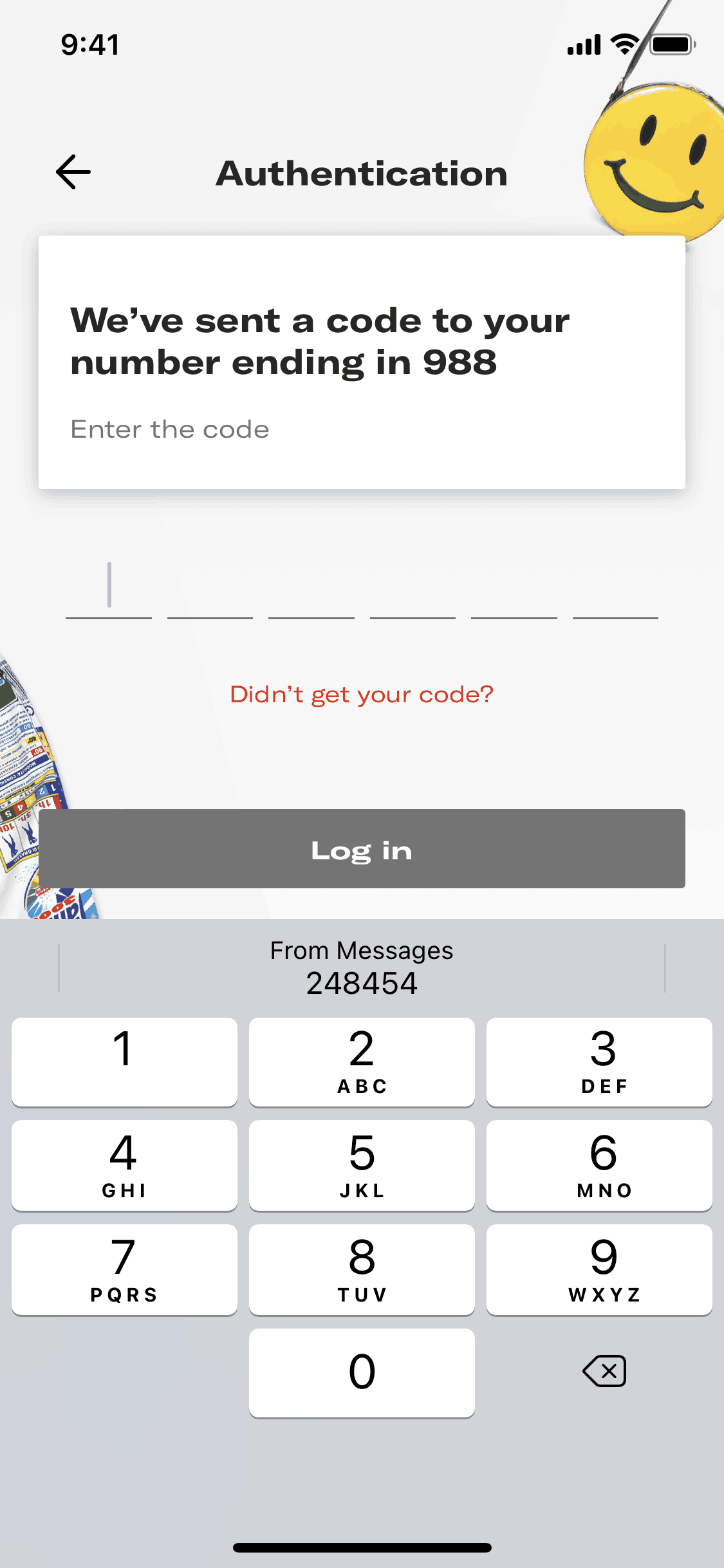 Logging in on Depop (ios) screen 6