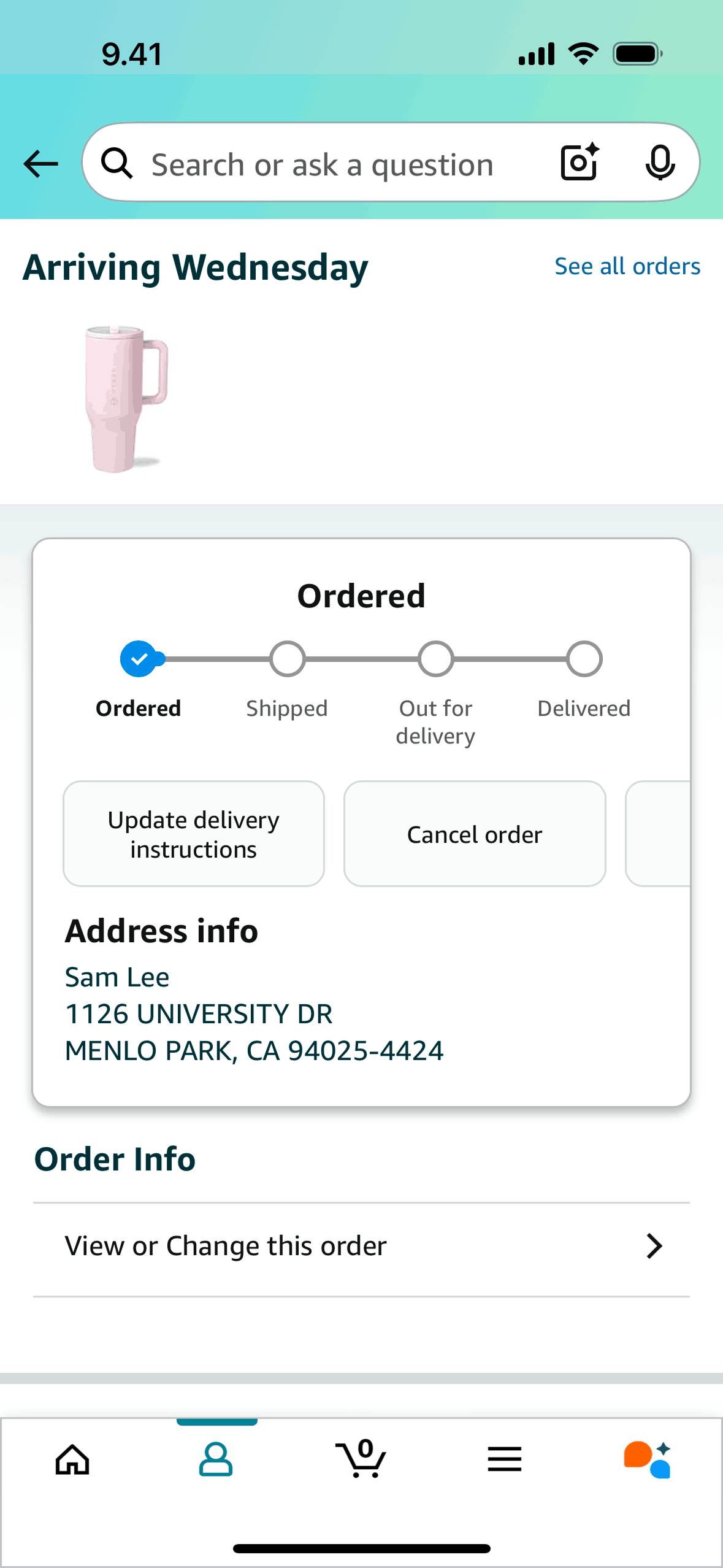Order detail on Amazon Shopping (ios) screen 2