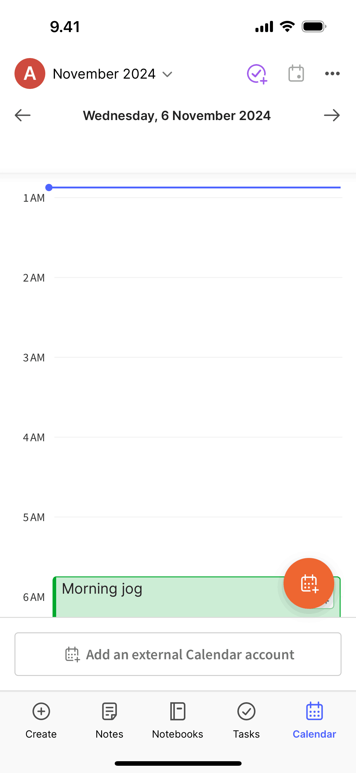 Calendar on Evernote (ios) screen 4
