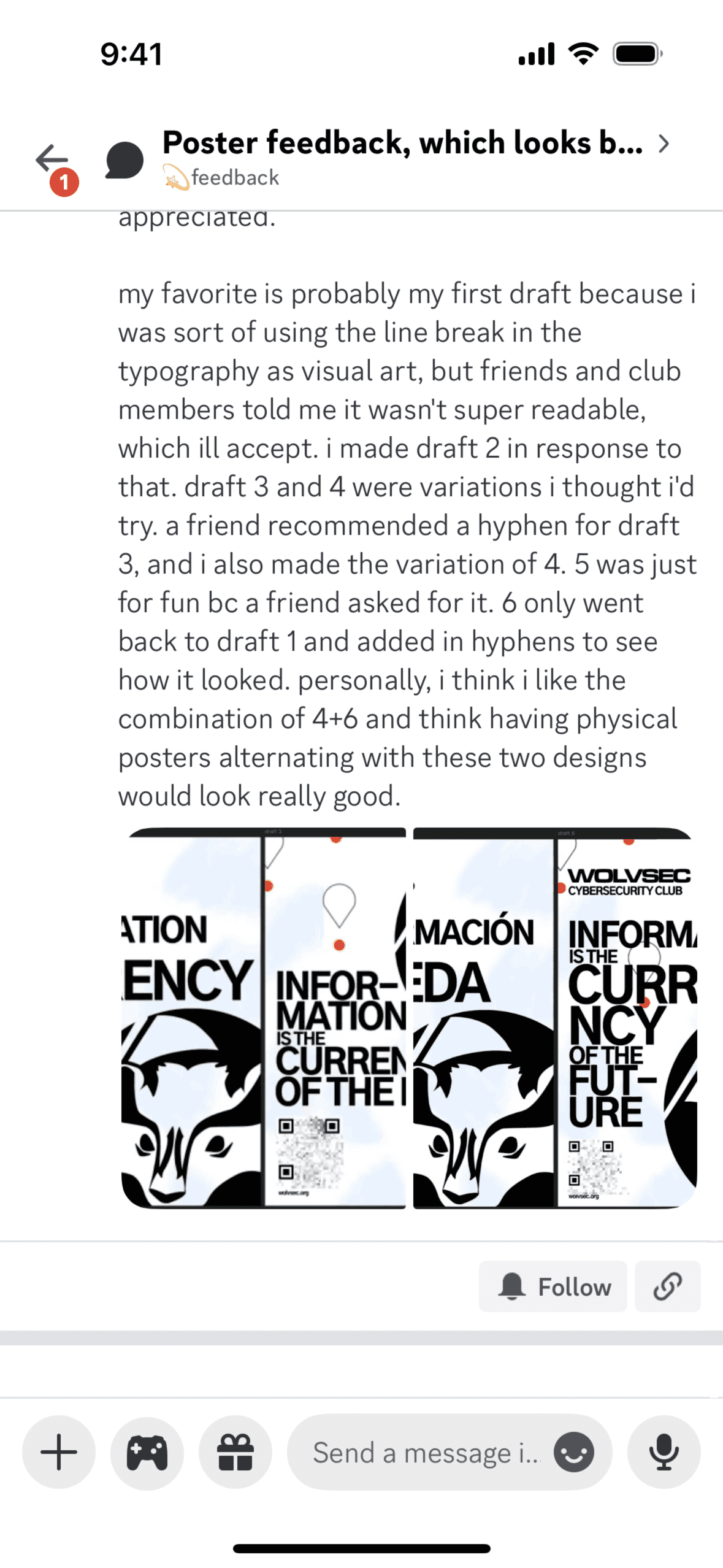 Post detail on Discord (ios) screen 3