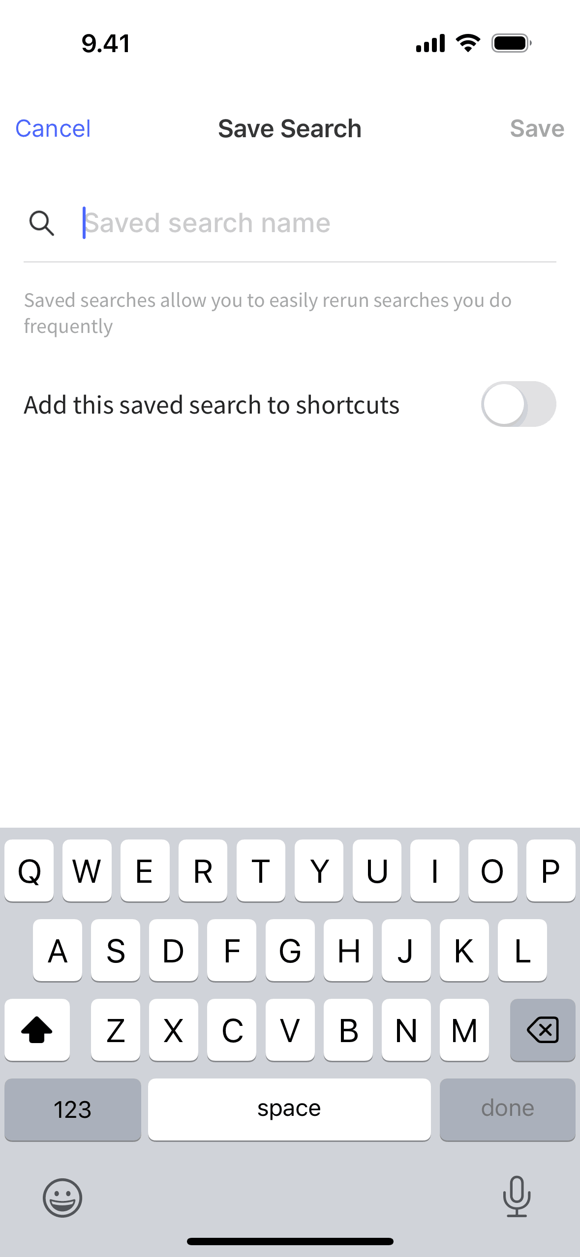 Saving a search on Evernote (ios) screen 2