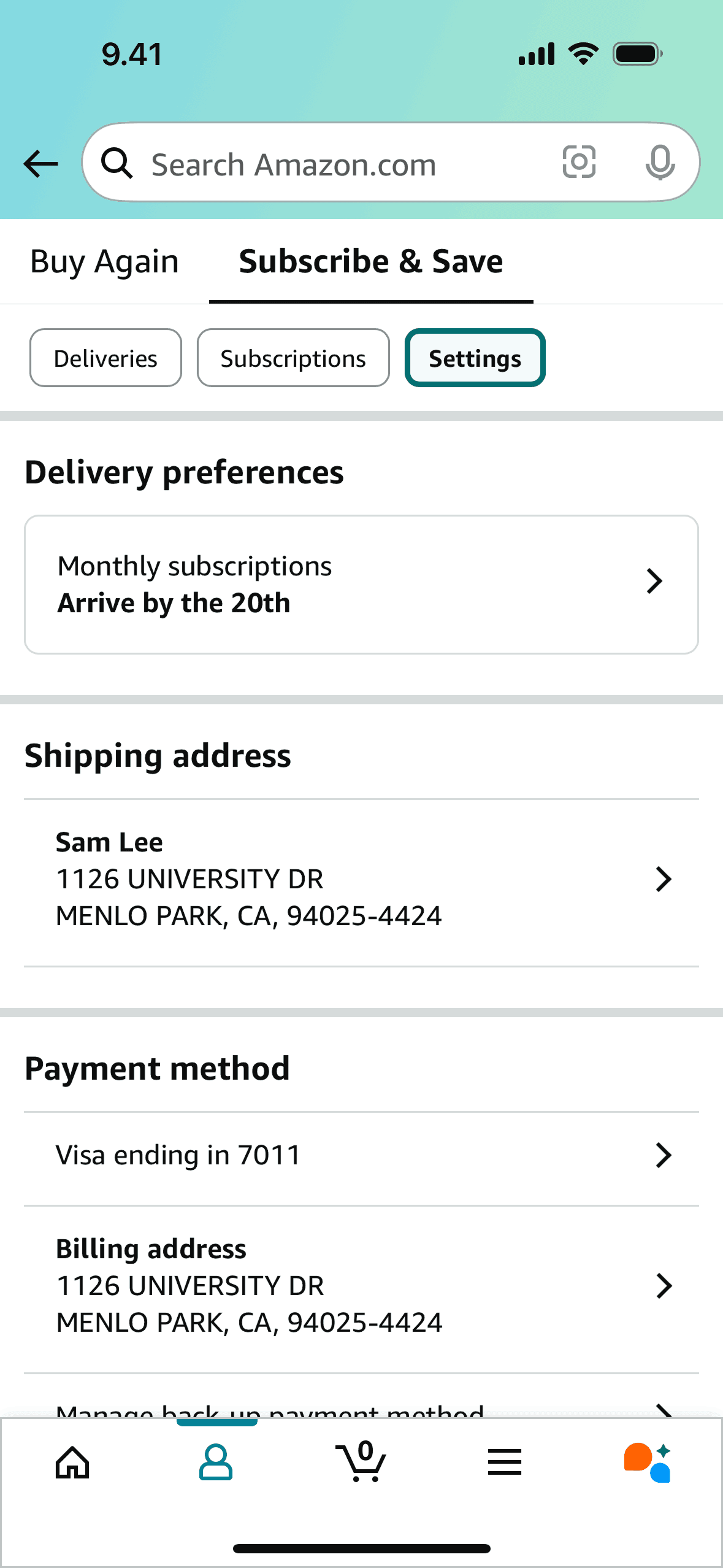 Subscribe and save on Amazon Shopping (ios) screen 5