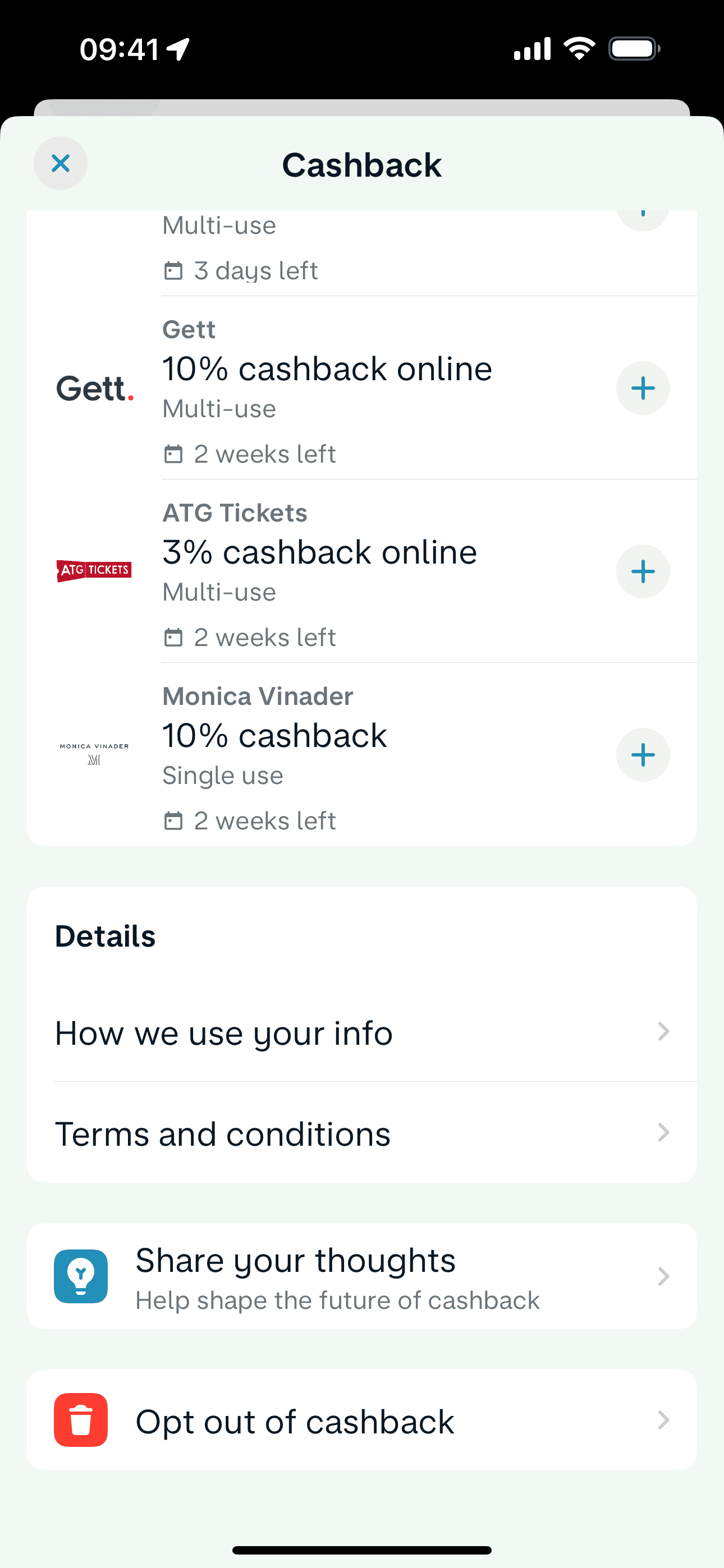 Cashback on Monzo (ios) screen 3