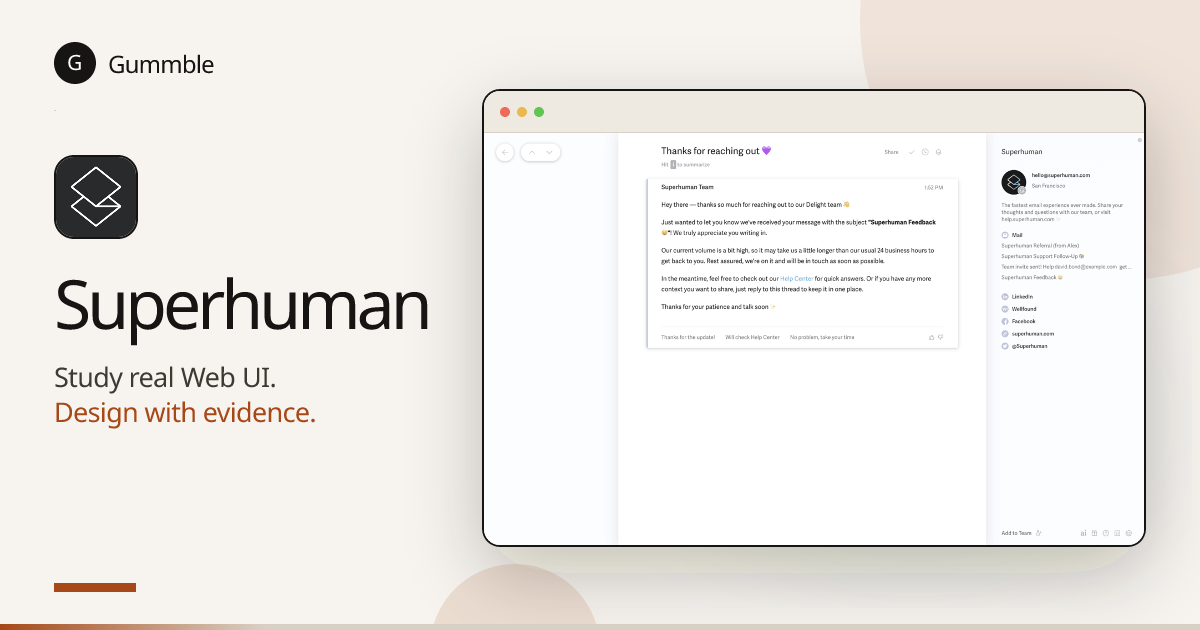 Superhuman Web UI Screenshots & UX Flows (2026) | Gummble